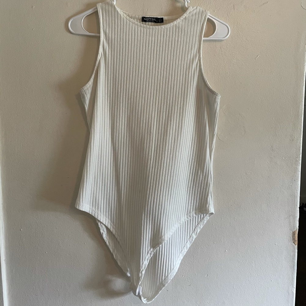 Nasty Gal White Ribbed Bodysuit